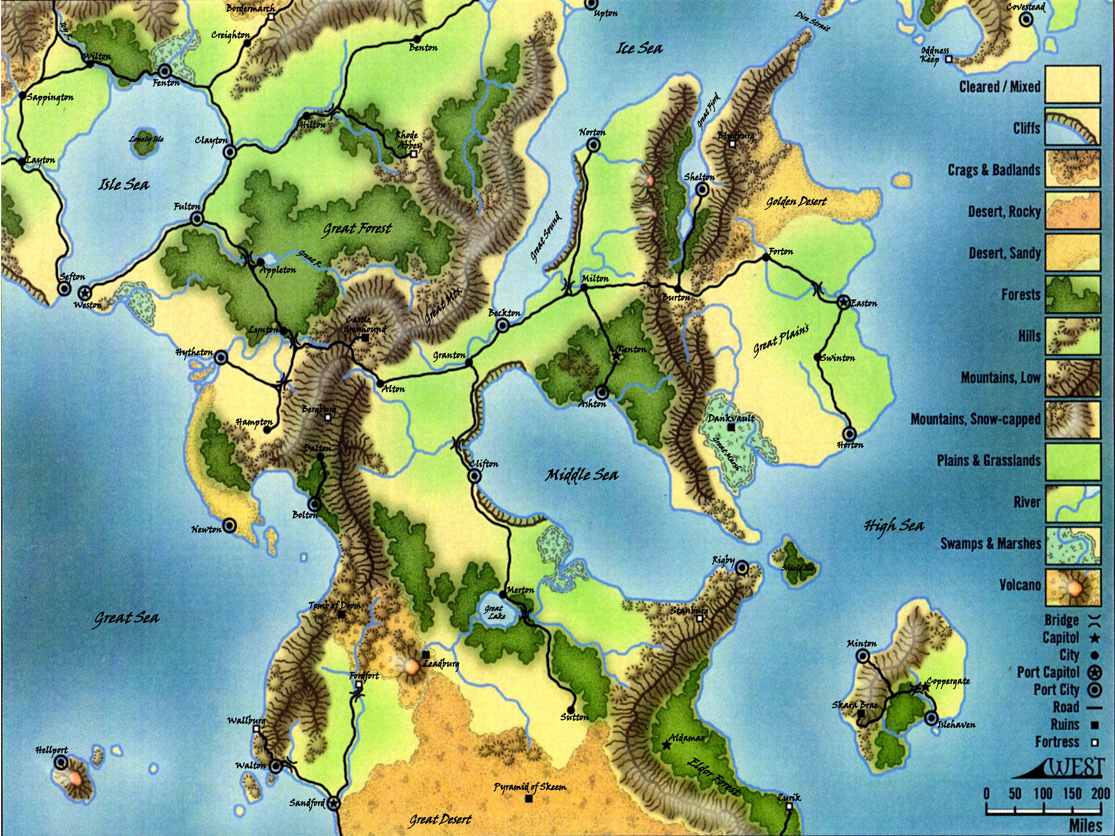 The Heartlands of Iorth. Map originally created by Christopher West.